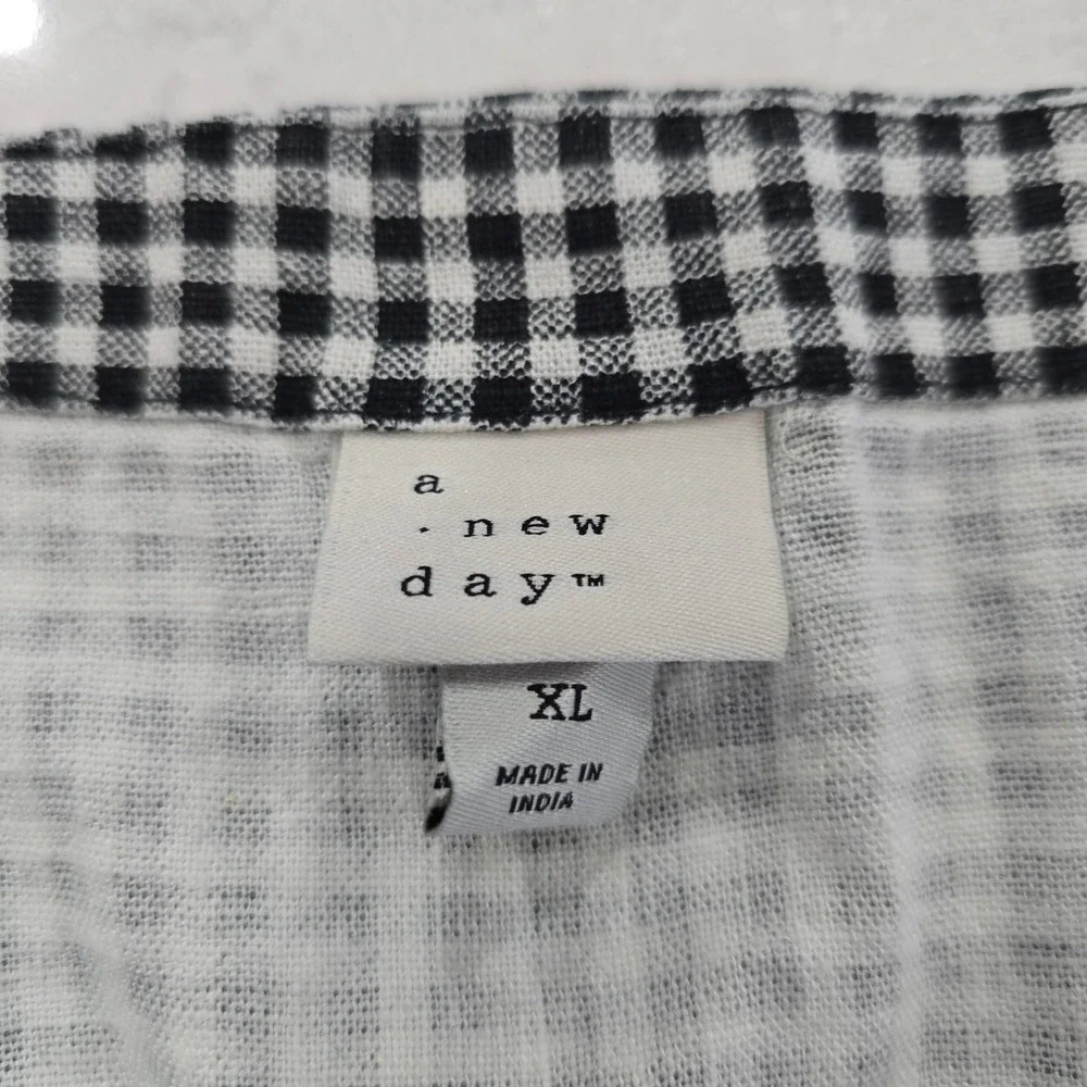 A New Day Gingham Linen Blend Tank Top Square Neck Coquette Picnic Aesthetic XL - Picture 5 of 5